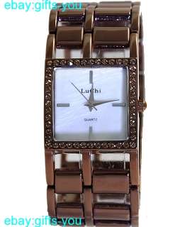   Square Brown Watchcase White Dial Female Bracelet Watch FW707B  