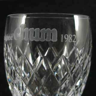 Waterford Crystal Etched Boyne White Wine Glass Pedigree Chum 1982 