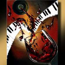 JAZZ PIANO RED WINE ART GICLEE OF LEANNE LAINE PAINTING  