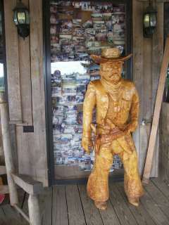 Chainsaw Carved Cowboy Gunfighter Wood Carving Old West  