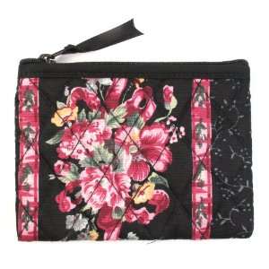   Bag/Coin Bag/Miscellaneous Bag, Pink Flowers/Black Background & Trim