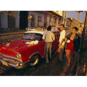  Scene with Old Car, Trinidad, Cuba, West Indies, Central America 
