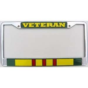  Vietnam Veteran Ribbon License Plate Frame (Chrome Metal 