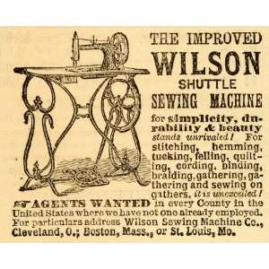  1871 Ad Wilson Sewing Machine Shuttle Table Model Antique 