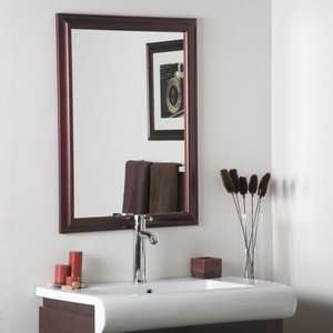   London   Large Framed Wall Mirror, Mahagony Finish with Etched Glass